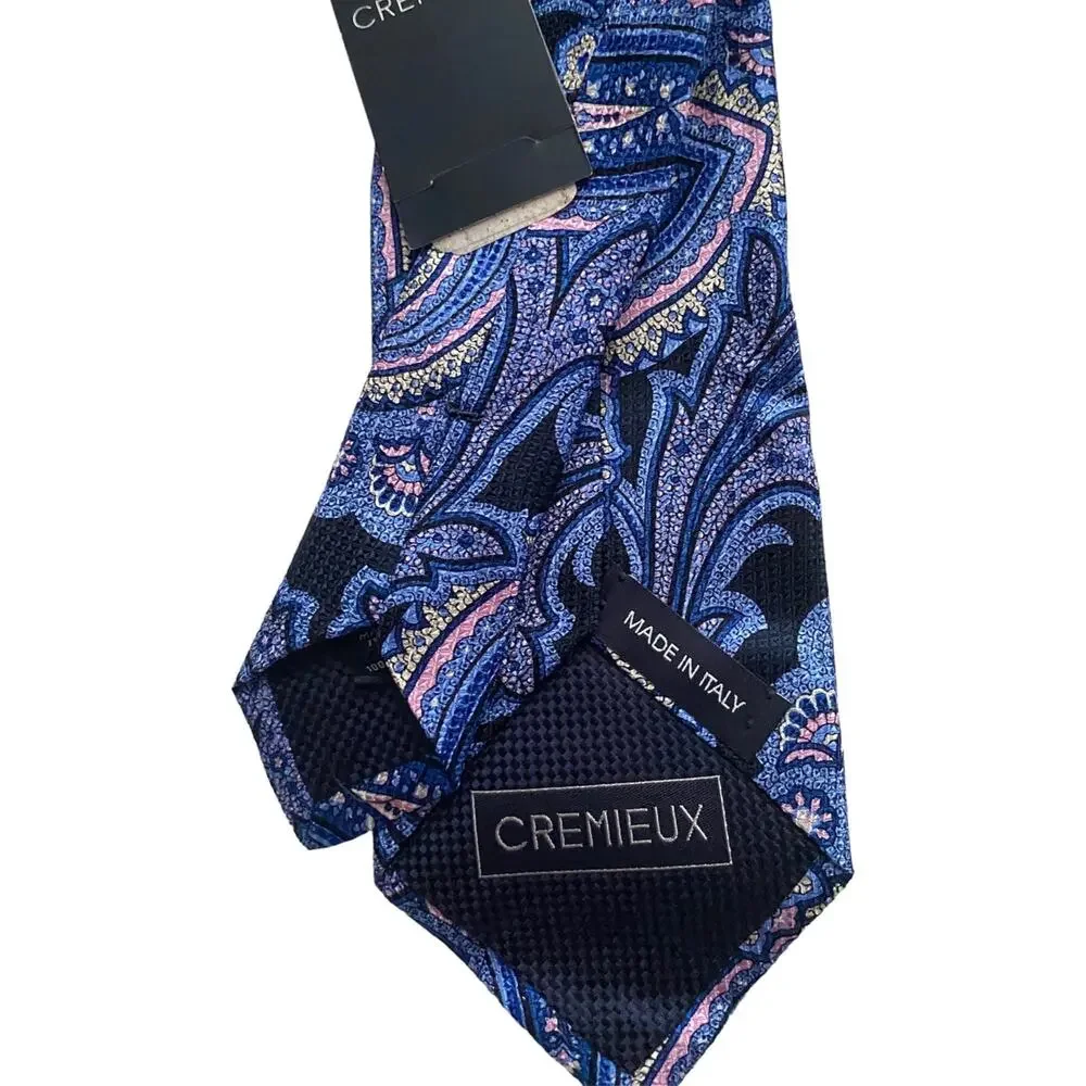 Daniel Cremieux Neck Tie Nwt Blue Pink Paisley Silk Made in Italy